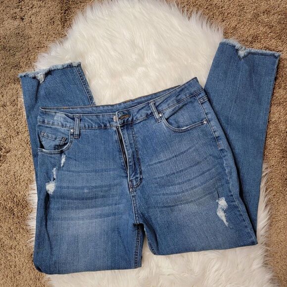 Dip Distressed‎ High Rise Stretch Skinny Jeans Juniors Casual denim Sz 11 - Picture 2 of 6